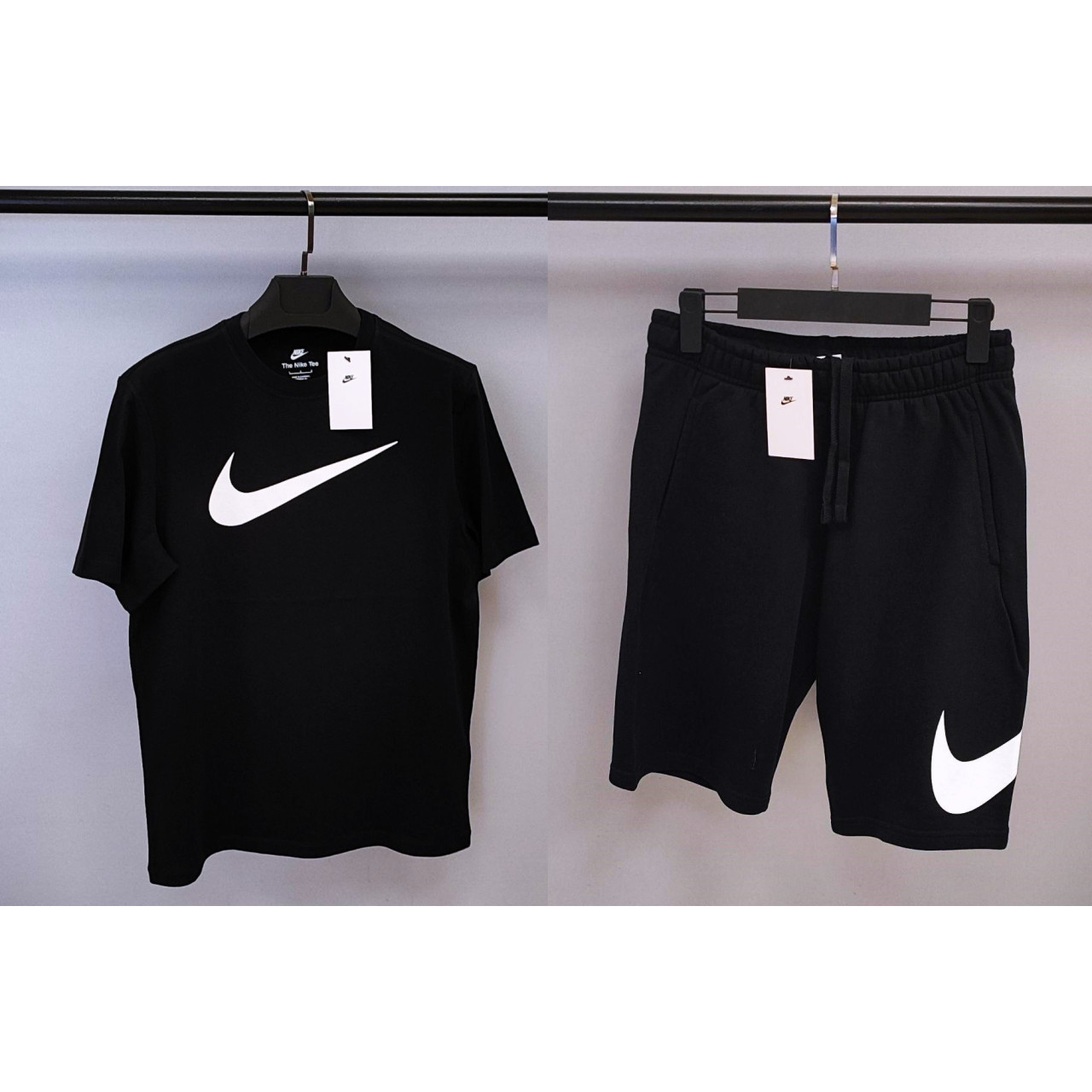 Мъжки спортен къс комплект Nike Big Logo Shorts + T-shirt Black